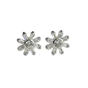 DAISY flower Sterling silver cz stud earrings